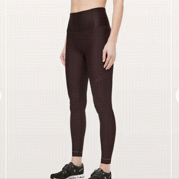 LULULEMON Zoned In Tight Leggings Full Length 2019 Mid Rise Mesh Senseknit 4 - Picture 1 of 12